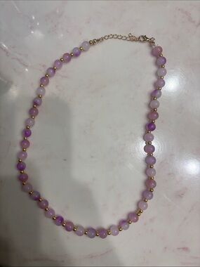 purple and gold beaded necklace